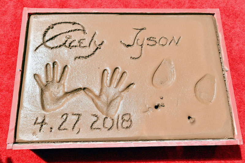 View of Cicely Tyson’s hand and footprint at the Hand and Footprint Ceremony honoring Cicely Tyson during the 2018 TCM Classic Film Festival at TCL Chinese Theatre on April 27, 2018 in Hollywood, California.